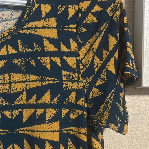 LuLaRoe Gold and Blue High Low Dress - Picture 3 of 4